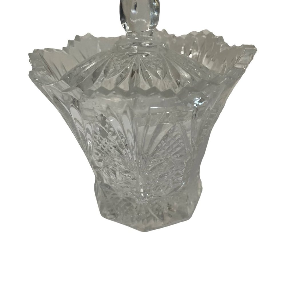 Vintage Crystal Glass Sugar Bowl with Lid Clear  3‎ 1/2" x 3 1/2"